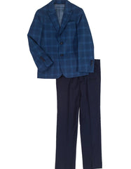 Boys 2 Button Plaid Blazer with Black Pants