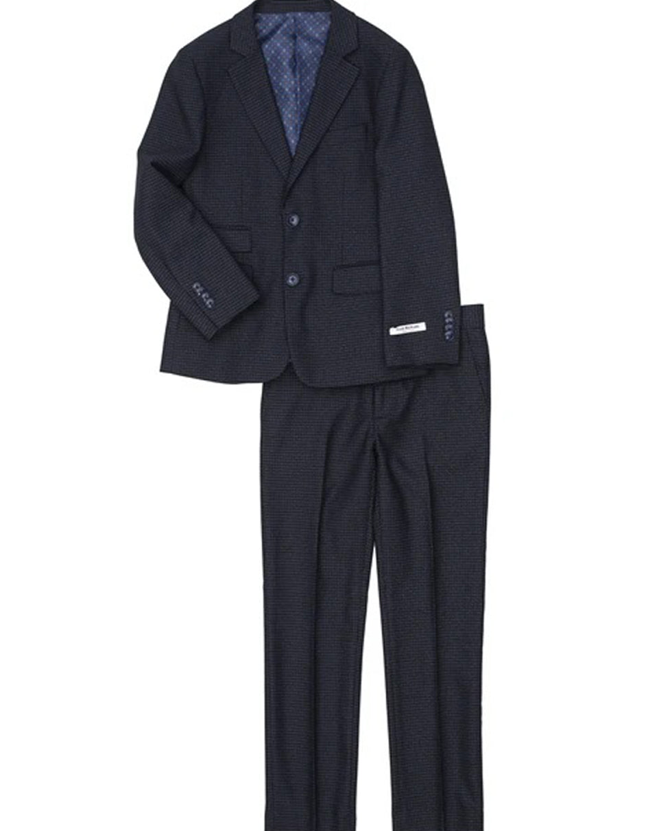 Little Boys and Toddlers Navy Blue Gingham Check Suit - Men's Tuxedo USA