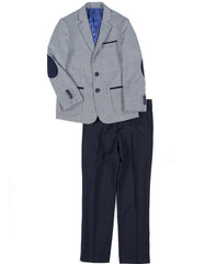 Little Boys and Toddlers Navy Houndstooth Blazer with Solid Pants - Men's Tuxedo USA