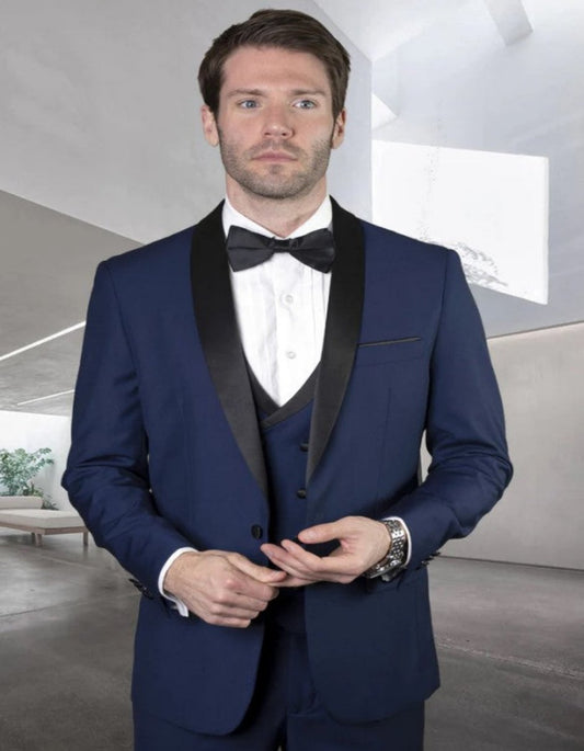 Mens Sapphire Tailored Fit 3 PC Tuxedo