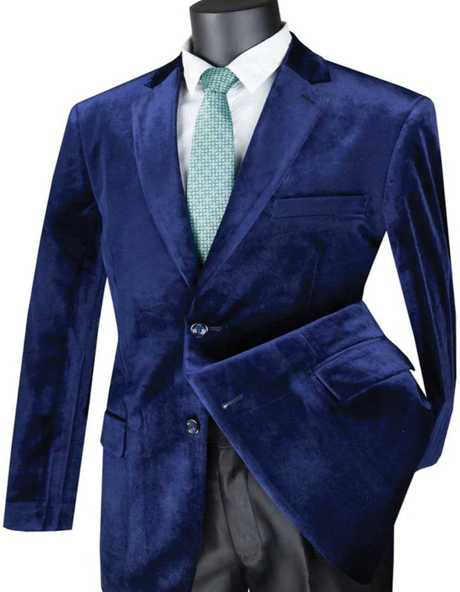 Mens Velvet Dinner Jacket - Velvet Tuxedo Jacket in Color Sapphire Blue