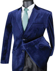 Mens Velvet Dinner Jacket - Velvet Tuxedo Jacket in Color Sapphire Blue