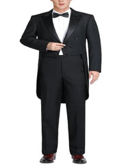 Black Tuxedo - Mens Wedding Suit Satin-faced Peak Lapel - Black Prom Suit - Men's Tuxedo USA