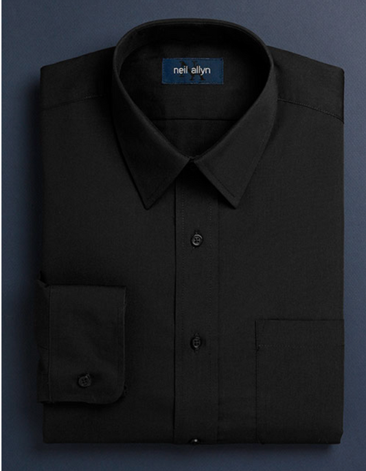 Mens Classic 100% Cotton Spread Collar Dress Shirt in Black - Men's Tuxedo USA