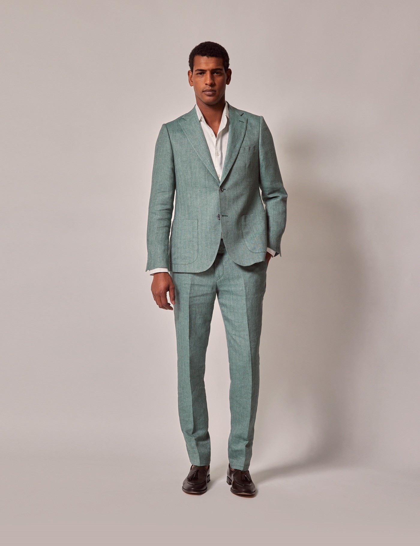 Mens Linen Suit For Beach Wedding - Summer  Suit in Sea Green - Men's Tuxedo USA