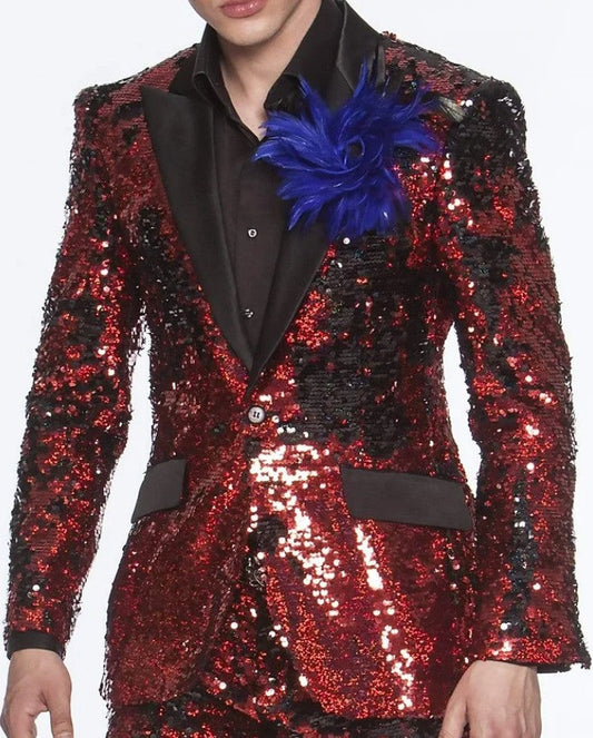 Sequin Tuxedo - Mens Shiny Suit - Stage Flashy Metallic Color Suit  in Color Red - Gold Silver or Purple or Green - Men's Tuxedo USA