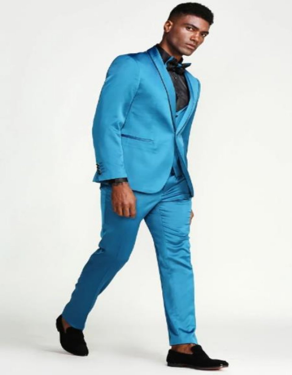 Teal Tuxedo - Teal Prom Suits - Matching Bow Tie - Teal Prom Tuxedos Jacket - Men's Tuxedo USA