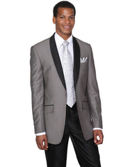 Mens 1 Button Grey Shawl Tuxedo with Black Pants - Men's Tuxedo USA