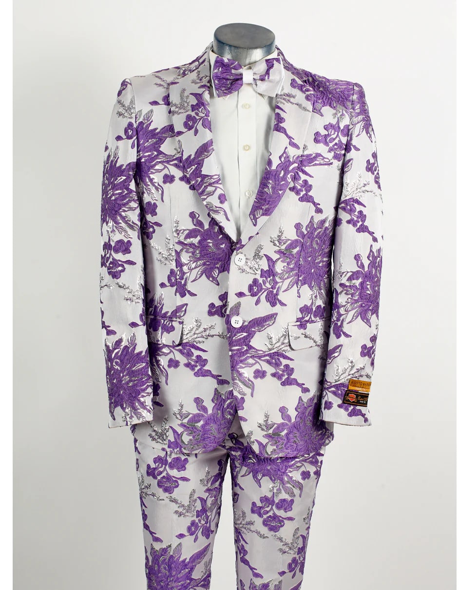 Purple Prom Suit - Purple Prom Outfit - White & Lavender  Purple Prom  Tuxedo - Men's Tuxedo USA