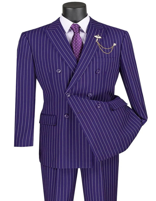 Purple Prom Suit - Purple Prom Outfit - Pinstripe Wide  Purple Prom  Tuxedo - Men's Tuxedo USA