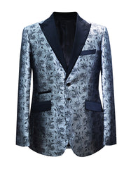 Mens Paisley Floral Tuxedo Jacket in Silver Grey & Black - Men's Tuxedo USA