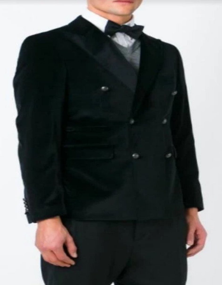 Double Breasted Six Button Green Velvet Tuxedo