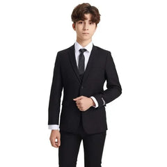 Exclusive Stacy Adams 5pc Boys Suit Solid Slim Fit, Black - Men's Tuxedo USA