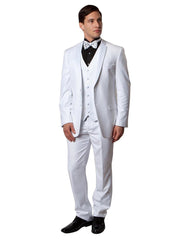 Mens Vested Slim Fit Notch Tuxedo White - Men's Tuxedo USA