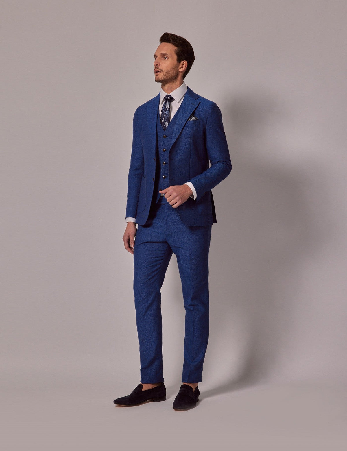 Mens Linen Suit For Beach Wedding - Summer  Suit in Royal Blue Slim Fit - Men's Tuxedo USA