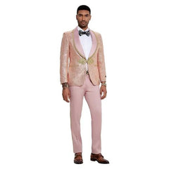 2024 Prom Special Blush Paisley 2pc Mens Suit by Tazzio - Men's Tuxedo USA