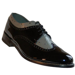 Stacy Baldwin Mens Dress Shoe Wingtip Formal Tuxedo for Prom & Wedding Shoe Black/Grey Patent Two Tone - Men's Tuxedo USA