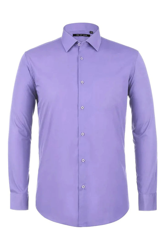 Mens Classic Fit Spread Collar Dress Lavender Shirt - Men's Tuxedo USA