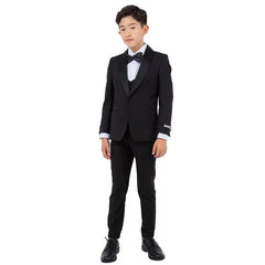 New Stacy Adams Boys Black Tuxedo Set, 5-Piece Black Shawl Collar - Men's Tuxedo USA