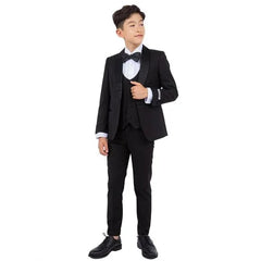 New Stacy Adams Boys Black Tuxedo Set, 5-Piece Black Shawl Collar - Men's Tuxedo USA