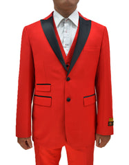 Mens 2 Button Peak Lapel Vested Tuxedo in Red - Men's Tuxedo USA