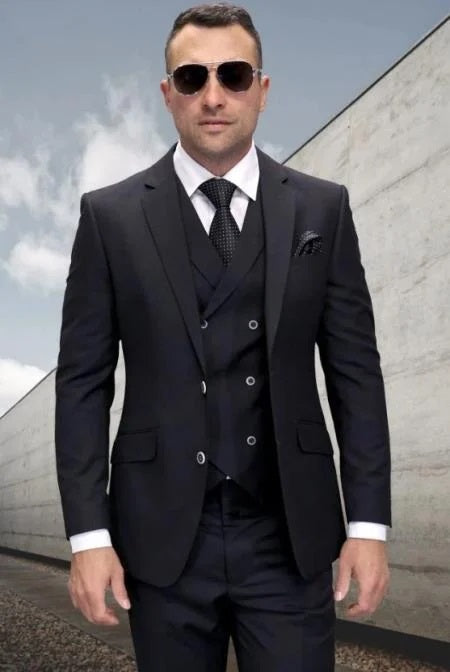 To Statement Suit ITALY - Double Breasted Vest - Wool Suits - Modern Fit Perfect For Business - Men's Tuxedo USA