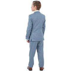 Perry Ellis Boys Sharkskin 5pc Suit, Stone Blue - Men's Tuxedo USA