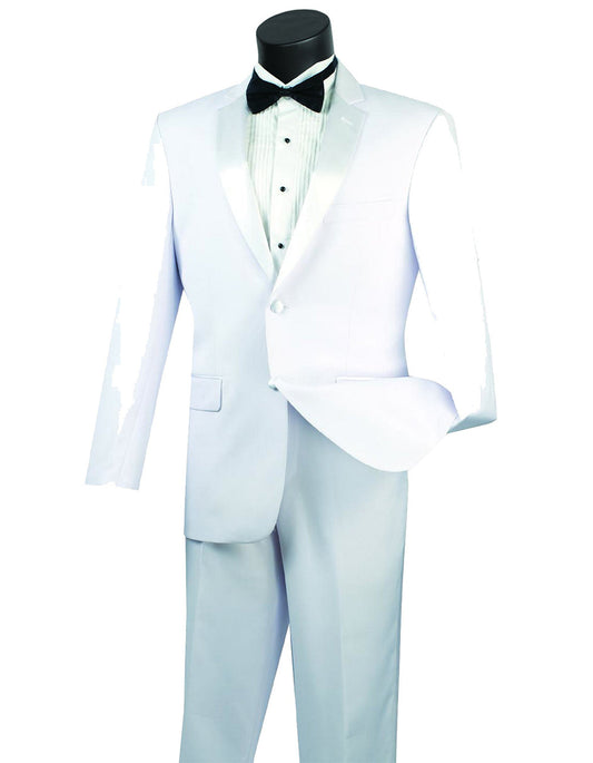 Mens Modern Fit Classic 2 button Tuxedo in White - Men's Tuxedo USA