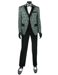 Mens 2 Button Paisley Tuxedo in Grey - Men's Tuxedo USA