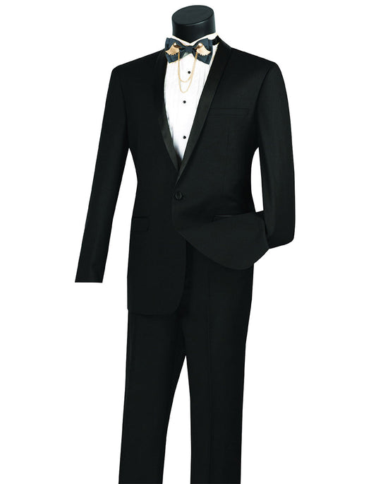 Mens Slim Fit Shawl Tuxedo in Black - Men's Tuxedo USA