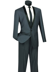 Mens Slim Fit Shawl Tuxedo in Heather Grey - Men's Tuxedo USA