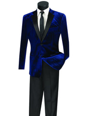 Mens Velvet Notch Tuxedo in Navy Blue - Men's Tuxedo USA