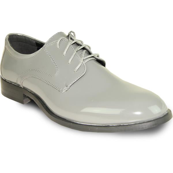 VANGELO Men Dress Shoe TAB Oxford Formal Tuxedo for Prom & Wedding Grey Patent - Men's Tuxedo USA