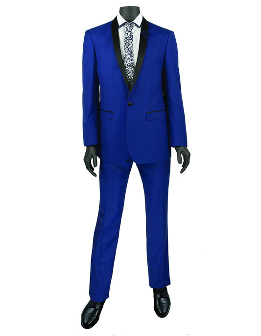 Mens Slim Fit Shawl Tuxedo in Blue - Men's Tuxedo USA