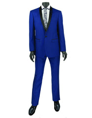 Mens Slim Fit Shawl Tuxedo in Blue - Men's Tuxedo USA