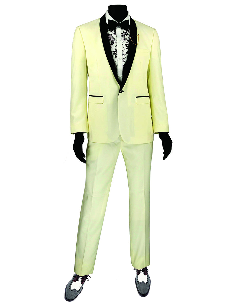 Mens Slim Fit Shawl Tuxedo in Ivory - Men's Tuxedo USA