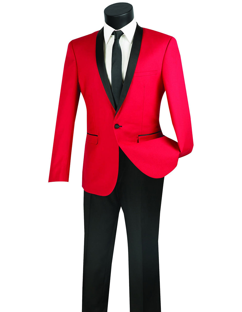 Mens Slim Fit Shawl Tuxedo in Red - Mens Slim Fitted Tuxedo - Men's Tuxedo USA