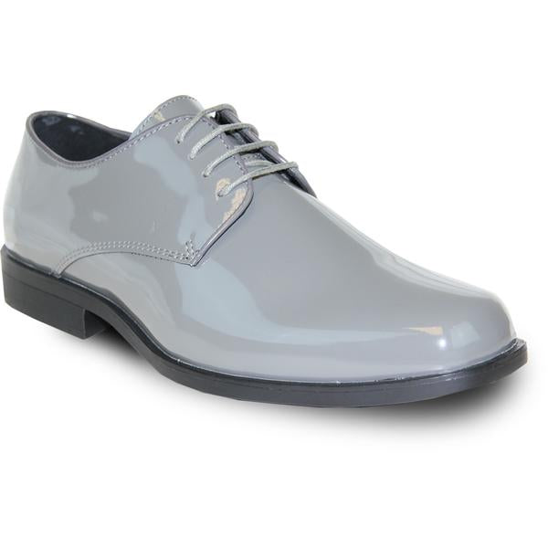 VANGELO Men Dress Shoe  Oxford Formal Tuxedo for Prom & Wedding Grey Patent - Men's Tuxedo USA