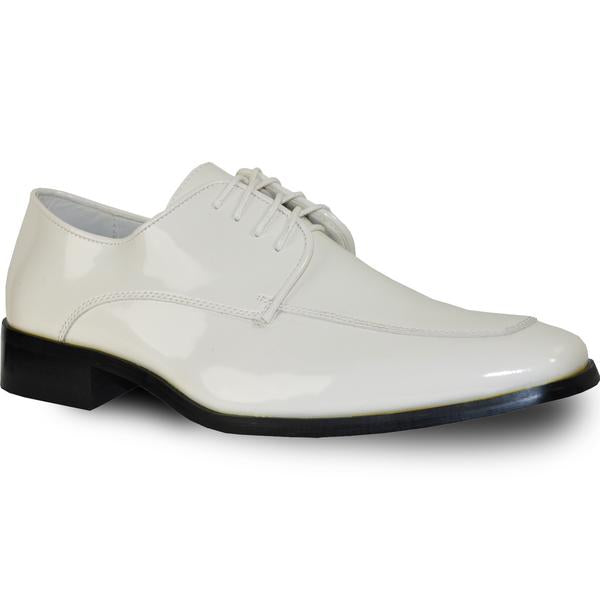 VANGELO Men Dress Shoe TUX-3 Oxford Formal Tuxedo for Prom & Wedding Ivory Patent - Men's Tuxedo USA