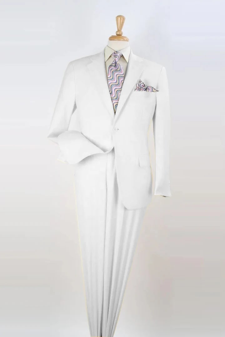 White Wedding Suit For Men - Perfect For Groom - Mens Two Button Modern Fit Two Piece Suit In White - Men's Tuxedo USA