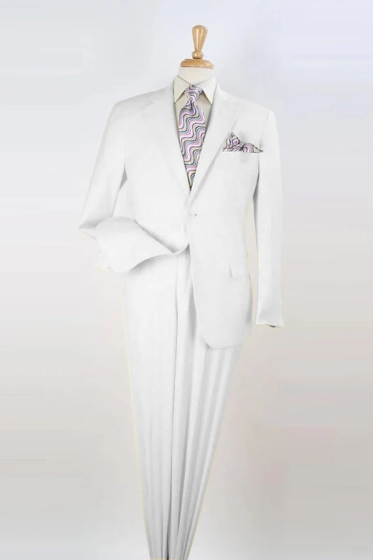 White Wedding Suit For Men - Perfect For Groom - Mens Two Button Modern Fit Two Piece Suit In White - Men's Tuxedo USA