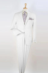 White Wedding Suit For Men - Perfect For Groom - Mens Two Button Modern Fit Two Piece Suit In White - Men's Tuxedo USA