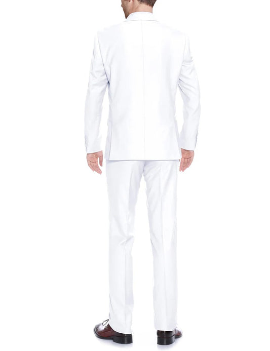 Mens Basic Two Button Classic Fit Suit in White - Men's Tuxedo USA