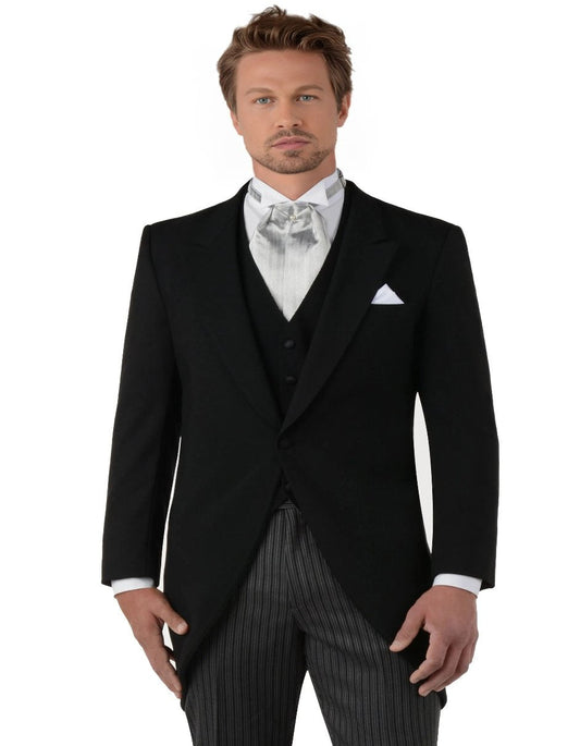 Cutaway Tuxedo - Black Peak Lapel Long Notch Lapel Suit Perfect For Wedding or Musicians