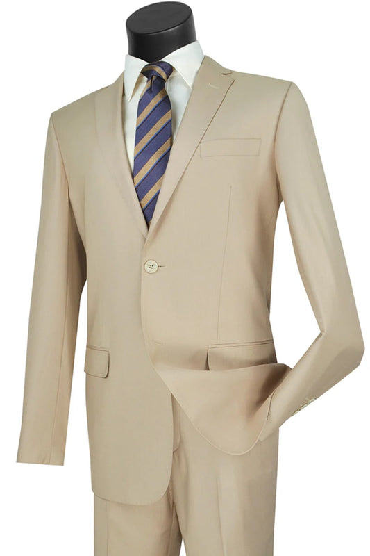 Mens Basic 2 Button Modern Fit Suit in Tan - Men's Tuxedo USA