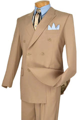 Mens Classic Double Breasted Suit in Tan - Men's Tuxedo USA