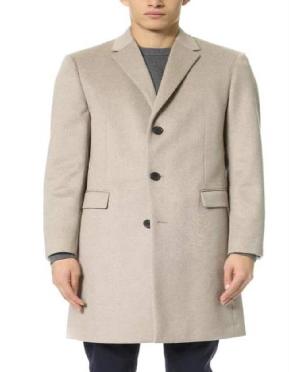 Mens Overcoat - Topcoat For Men - Winter Fabric - men's Cashmere men's Overcoat Tan - Men's Tuxedo USA