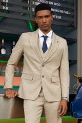 Men's Stacy Adam's Two Button Vested Summer Suit in Light Tan - Men's Tuxedo USA