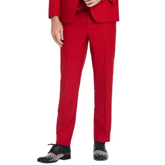 New Tazio Birdseye Textured Red Tuxedo | Shawl Collar Satin Trim 3-Piece - Men's Tuxedo USA