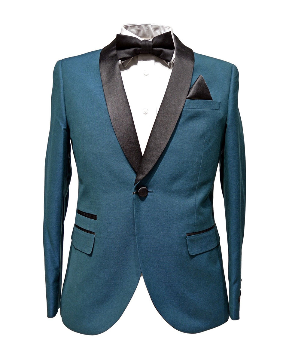 Mens Slim Fit 1 Button Shawl Lapel Tuxedo in Teal - Men's Tuxedo USA